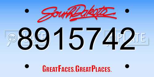 8915742 South Dakota License Plate