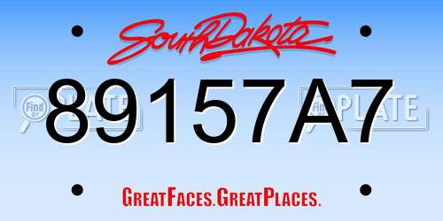 89157A7 South Dakota License Plate