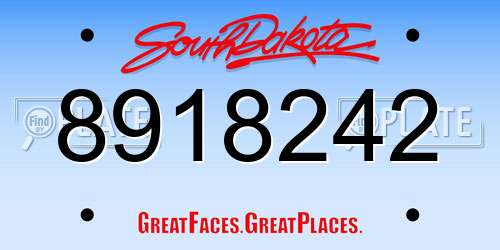 8918242 South Dakota License Plate
