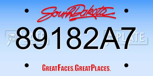 89182A7 South Dakota License Plate