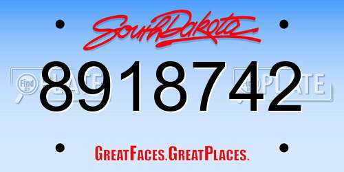 8918742 South Dakota License Plate