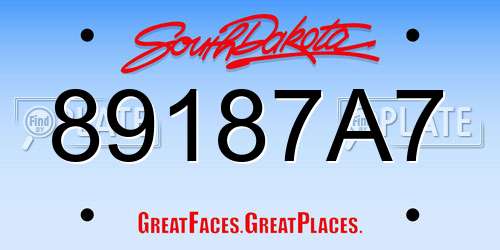89187A7 South Dakota License Plate