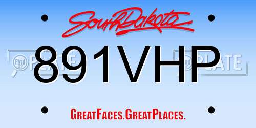 891VHP South Dakota License Plate