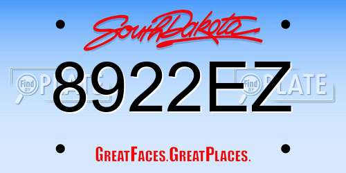 8922EZ South Dakota License Plate