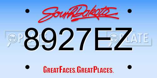 8927EZ South Dakota License Plate