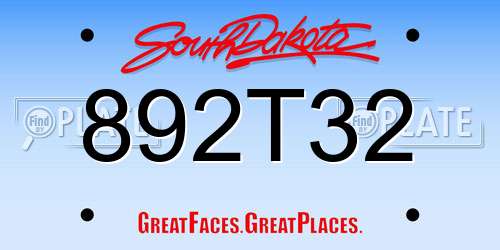 892T32 South Dakota License Plate