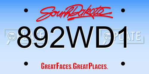 892WD1 South Dakota License Plate