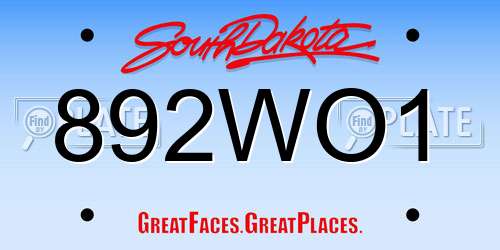 892WO1 South Dakota License Plate