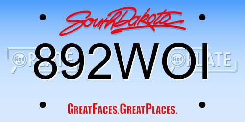 892WOI South Dakota License Plate