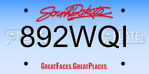 892WQI South Dakota License Plate