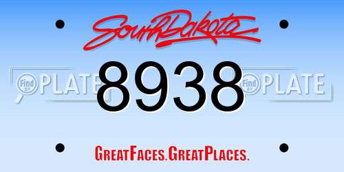 8938 South Dakota License Plate