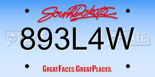 893L4W South Dakota License Plate