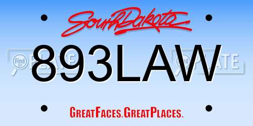 893LAW South Dakota License Plate