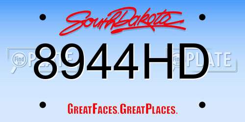 8944HD South Dakota License Plate