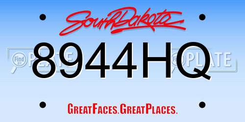 8944HQ South Dakota License Plate