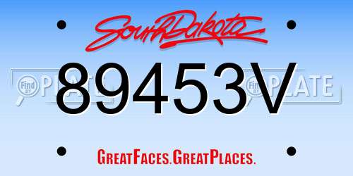 89453V South Dakota License Plate