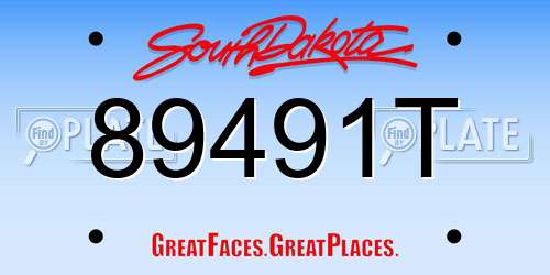 89491T South Dakota License Plate