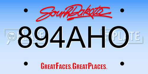 894AHO South Dakota License Plate