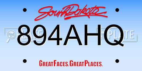 894AHQ South Dakota License Plate