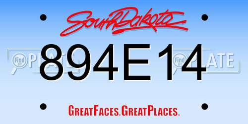 894E14 South Dakota License Plate