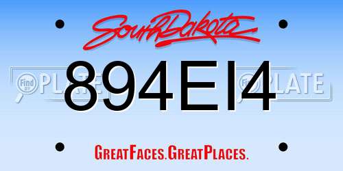 894EI4 South Dakota License Plate