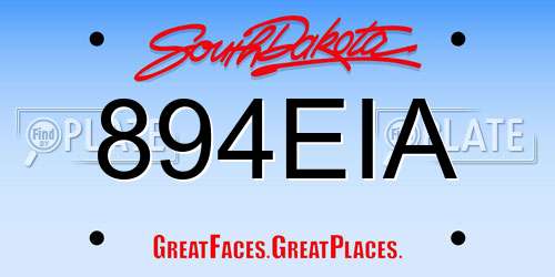 894EIA South Dakota License Plate