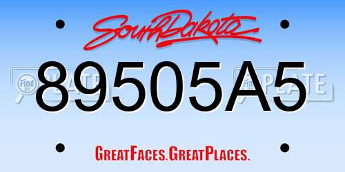 89505A5 South Dakota License Plate