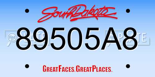 89505A8 South Dakota License Plate