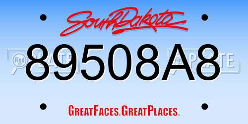 89508A8 South Dakota License Plate