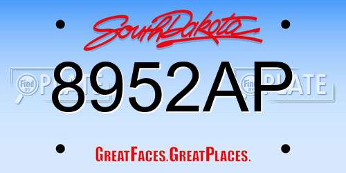 8952AP South Dakota License Plate