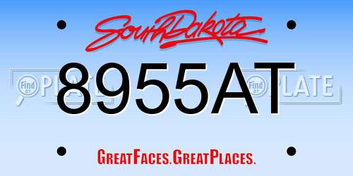 8955AT South Dakota License Plate