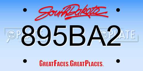 895BA2 South Dakota License Plate