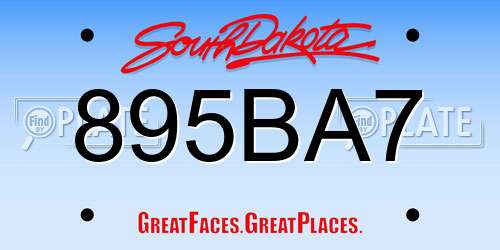 895BA7 South Dakota License Plate