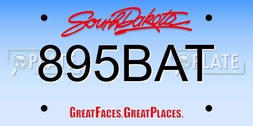895BAT South Dakota License Plate