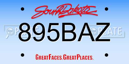 895BAZ South Dakota License Plate