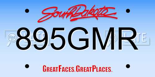 895GMR South Dakota License Plate
