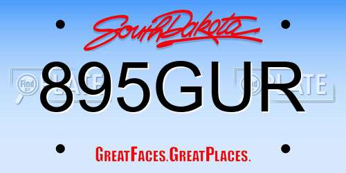 895GUR South Dakota License Plate