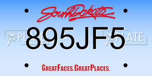 895JF5 South Dakota License Plate