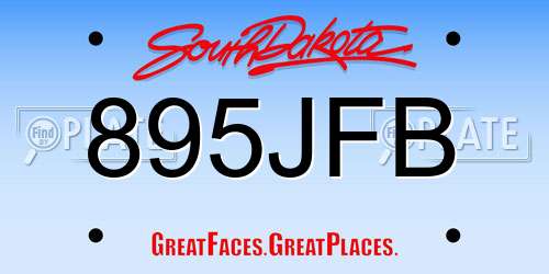895JFB South Dakota License Plate