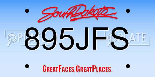 895JFS South Dakota License Plate