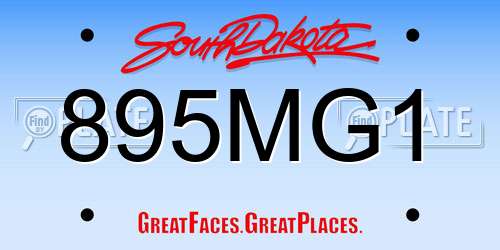 895MG1 South Dakota License Plate