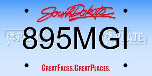 895MGI South Dakota License Plate