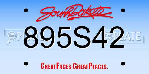 895S42 South Dakota License Plate