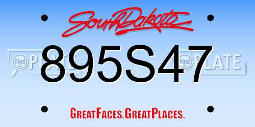 895S47 South Dakota License Plate