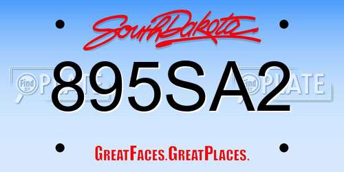 895SA2 South Dakota License Plate