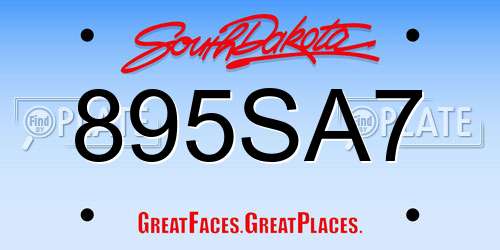 895SA7 South Dakota License Plate