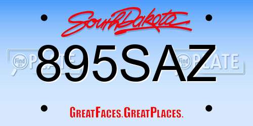 895SAZ South Dakota License Plate
