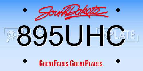 895UHC South Dakota License Plate