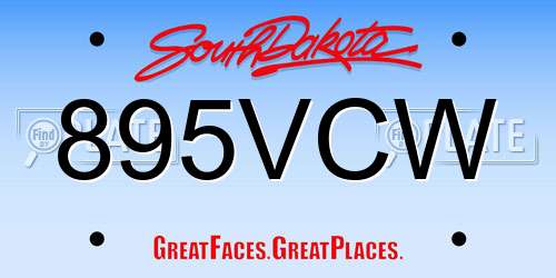 895VCW South Dakota License Plate