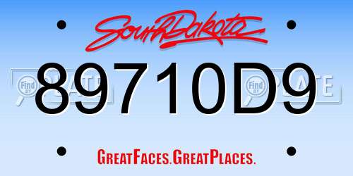 89710D9 South Dakota License Plate